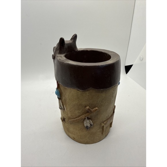 Southwest Style Native American Decoration Cup Wolf Head Be - Picture 2 of 6